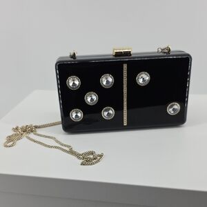 Kate Spade Black Clutch with Crystal Embellishments